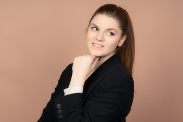 a successful business girl in a office