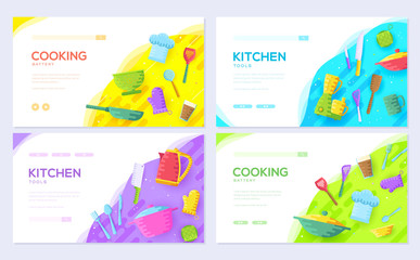kitchen table brochure card set. cooking in house template of flyear, web banner, ui header, enter site. Layout invintation modern slider