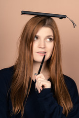 Obraz premium Girl with emotions sad anger mad scream