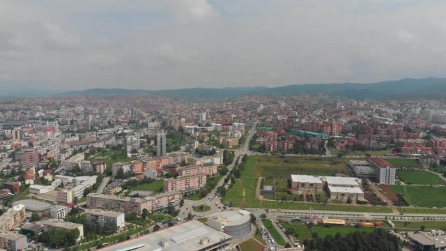 Aerial Serbia Kosovo Pristina June 2018 Sunny Day Mavic Air  Aerial video of downtown Pristina in Serbia on a beautiful sunny day.