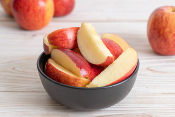 fresh red apples sliced bowl