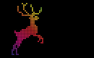 Fototapeta premium deer ornament on a pixel grid background copy space