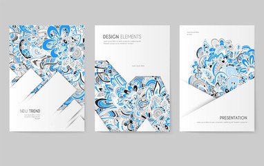 Abstract vector brochure cards set. Print art template of flyear, magazines, posters, book cover, banners. Colorful design invitation concept  background. Layout ornament illustrations modern page