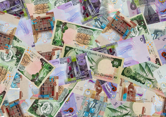 Kuwaiti Dinar Banknotes background.