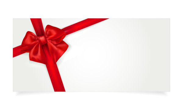 Paper gift voucher with red bow