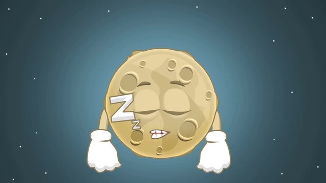Cartoon Cute Moon Sleep Rest Snore with Face Animation with Alpha Matte