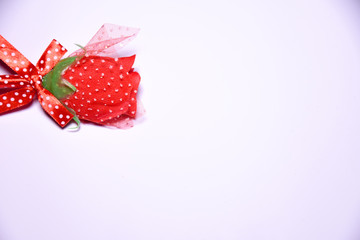 Valentines Day background. Red rose  for copy space  on white blackground .  wedding day