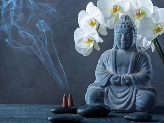 Buddha statue and  burning cone