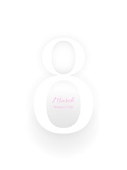 White 8 March Women's Day delicate greeting card