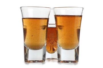 Vintage glass goblet for whiskey on white background