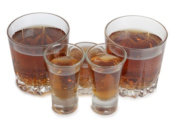 Vintage glass goblet for whiskey on white background