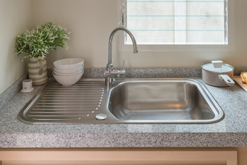 sink with faucet in kitchen room