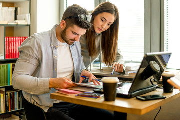 Students learning in library