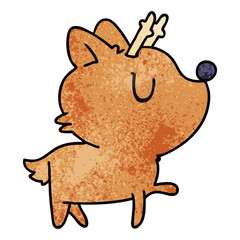 textured cartoon of  kawaii cute deer