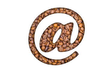 symbol of the alphabet - coffee beans background. Coffea