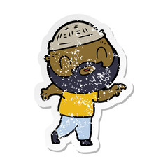 distressed sticker of a cartoon bearded man