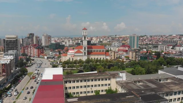 Aerial Serbia Kosovo Pristina June 2018 Sunny Day Mavic Air  Aerial video of downtown Pristina in Serbia on a beautiful sunny day.
