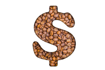 symbol of the alphabet - coffee beans background. Coffea