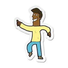 sticker of a cartoon grinning man