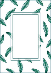 Watercolor frame tropical leaves on white background. Tropical greeting card.