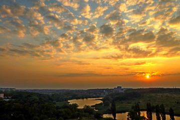 Fototapeta premium sunset over the lake
