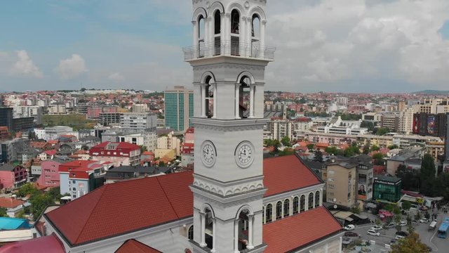 Aerial Serbia Kosovo Pristina June 2018 Sunny Day Mavic Air  Aerial video of downtown Pristina in Serbia on a beautiful sunny day.