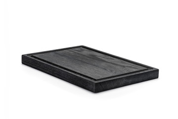 One black wooden cutting Board on white background. Iisolate on white