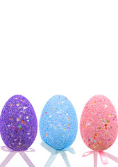 colorful easter eggs on white background