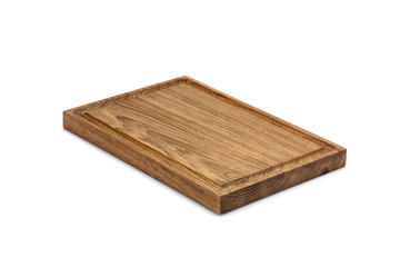One wooden cutting Board on white background. Iisolate on white