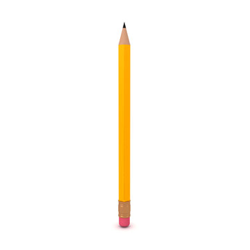 3D illustration of a vertical number two pencil