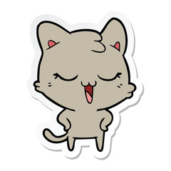 sticker of a happy cartoon cat