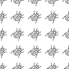 ladybug seamless pattern isolated on white background