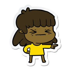 sticker of a cartoon woman