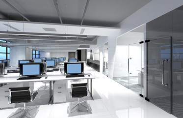 Fototapeta na wymiar 3d render modern working office