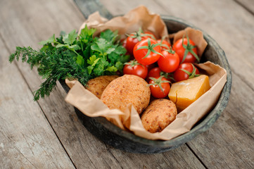 Delicious traditional georgian hot dish Mchadi in the pot