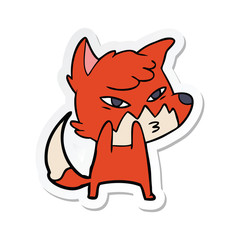 sticker of a clever cartoon fox