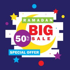 Obraz premium Ramadan sale banner,discount and best offer tag, label or sticker set on occasion of Ramadan Kareem and Eid