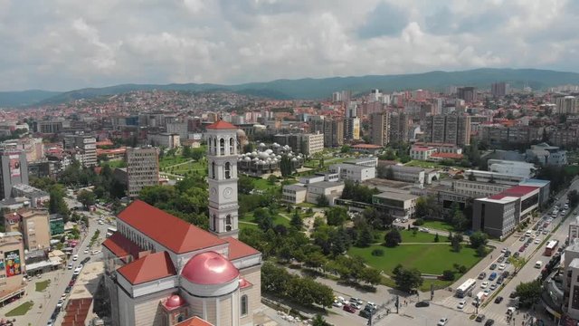 Aerial Serbia Kosovo Pristina June 2018 Sunny Day Mavic Air  Aerial video of downtown Pristina in Serbia on a beautiful sunny day.