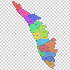 Kerala map with districts