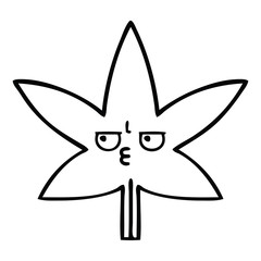 line drawing cartoon autumnal leaf