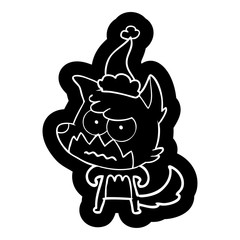 cartoon icon of a annoyed fox wearing santa hat