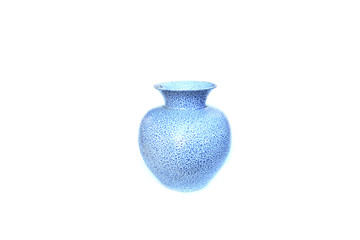 Blue pattern vase on isolated white
