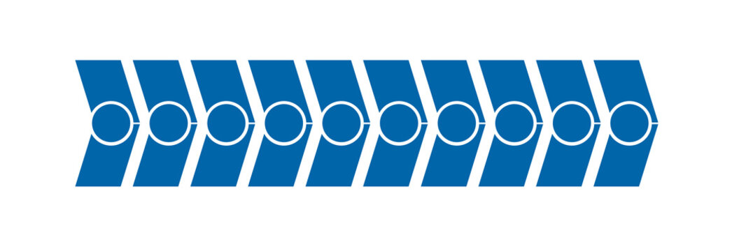 Horizontal arrows. Universal Template infographic. Monochrome. Blue. 10 positions