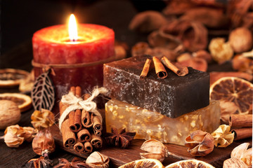 Handmade soap closeup. Spa products