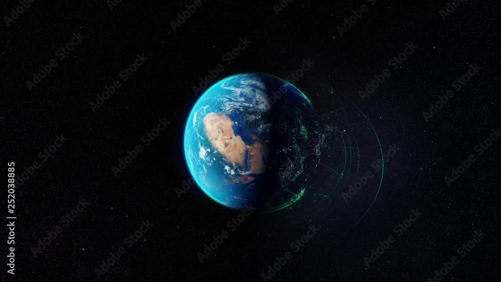 Poster abstract globe with connected dots wireless communication network on space. abstract network globe w
