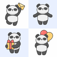 Vector set of cute panda characters