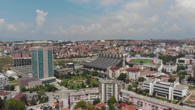 Aerial Serbia Kosovo Pristina June 2018 Sunny Day Mavic Air  Aerial video of downtown Pristina in Serbia on a beautiful sunny day.