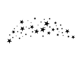 Fireworks star random source stream.  Falling Star. Stars on a white background.
