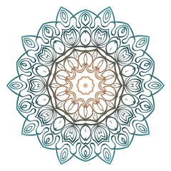 Floral Color Mandala. Arabic, Indian, Motifs. Vector Illustration. Brown pastel blue color