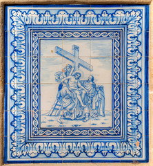 Panneau d'azulejos à Dornes, Portugal